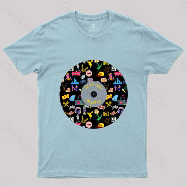 Hip-Hop Culture With Iconic Record Art T-Shirt Light Blue / S
