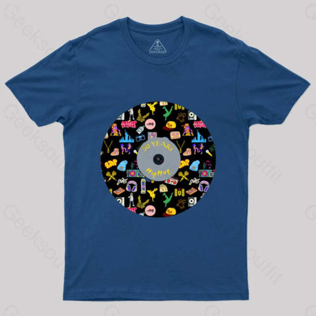 Hip-Hop Culture With Iconic Record Art T-Shirt Navy / S