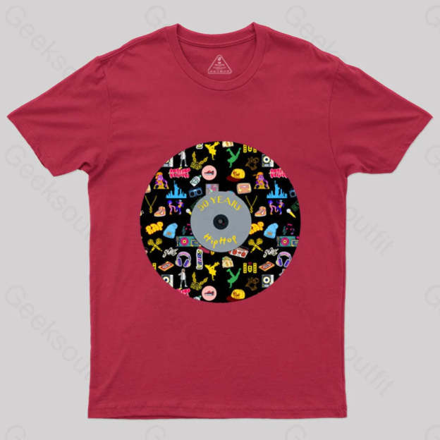 Hip-Hop Culture With Iconic Record Art T-Shirt Red / S