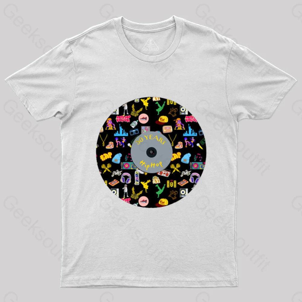 Hip-Hop Culture With Iconic Record Art T-Shirt White / S