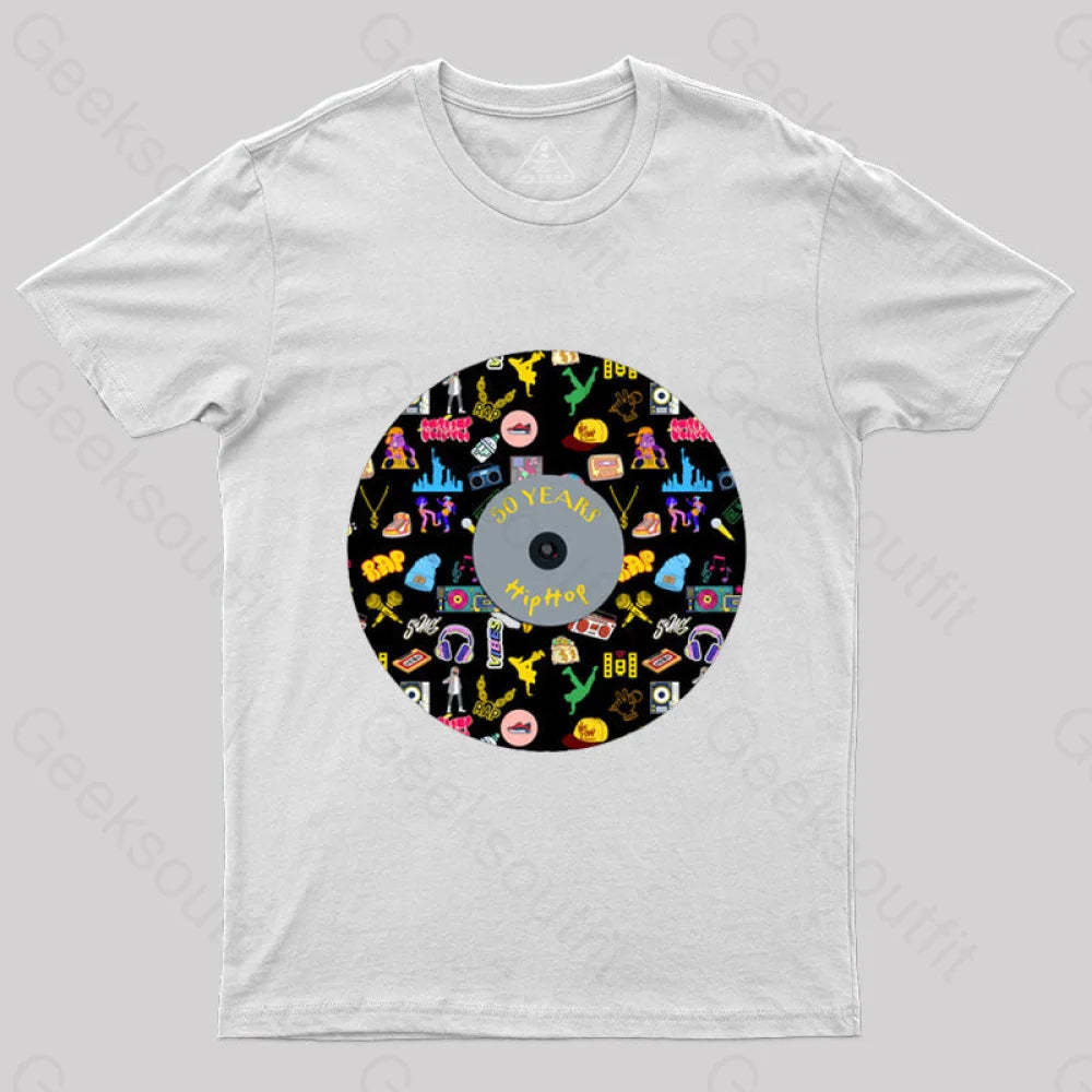 Hip-Hop Culture With Iconic Record Art T-Shirt White / S