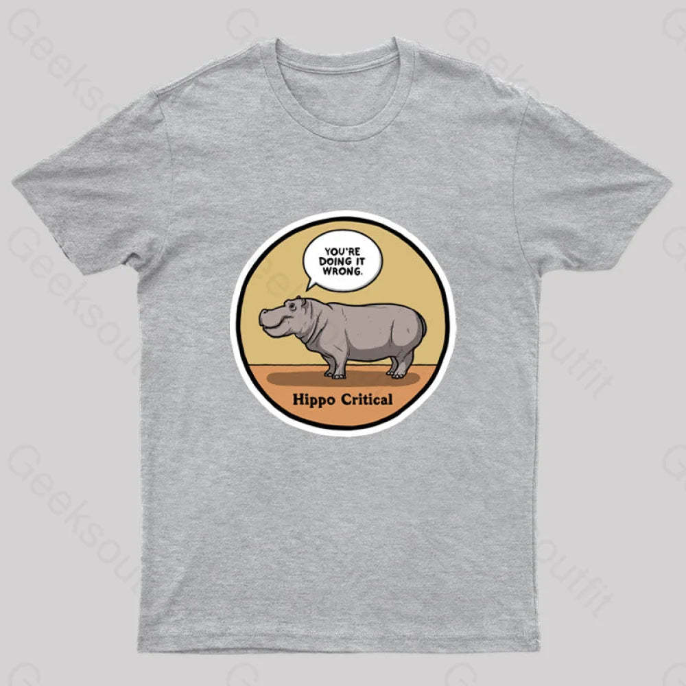 Hippo Critical Geek T-Shirt Grey / S