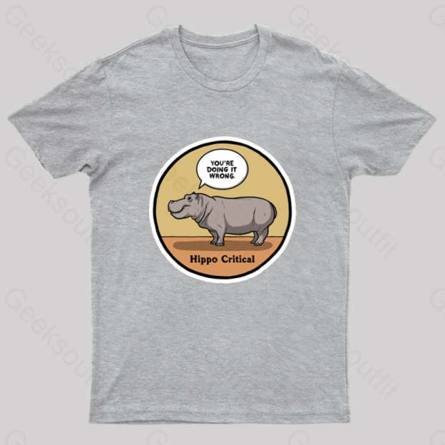 Hippo Critical Geek T-Shirt Grey / S