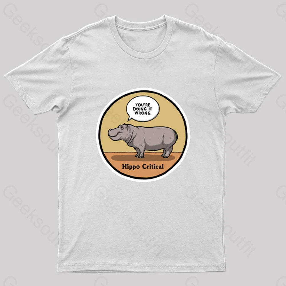 Hippo Critical Geek T-Shirt White / S