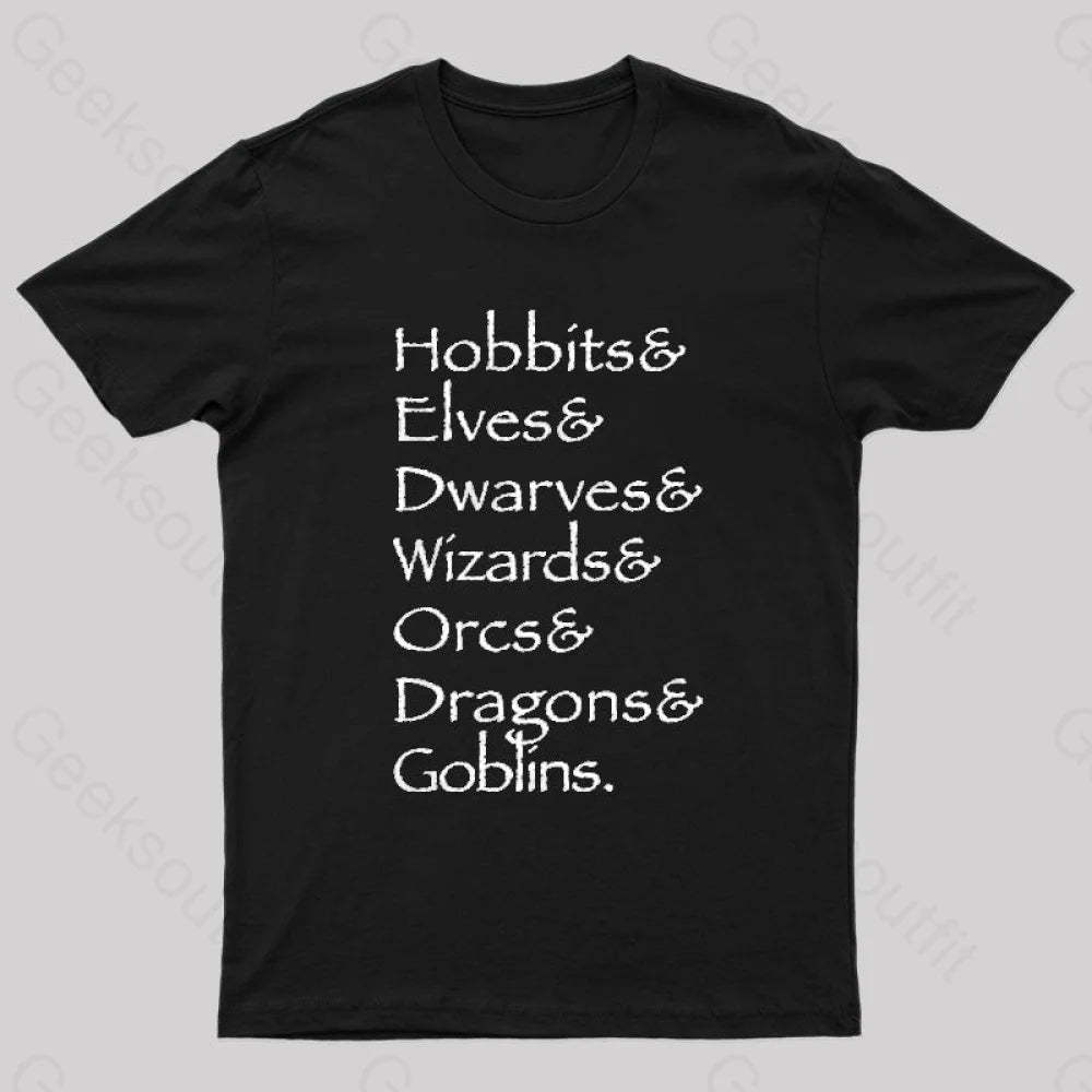 Hobbit Lineup Geek T-Shirt Black / S