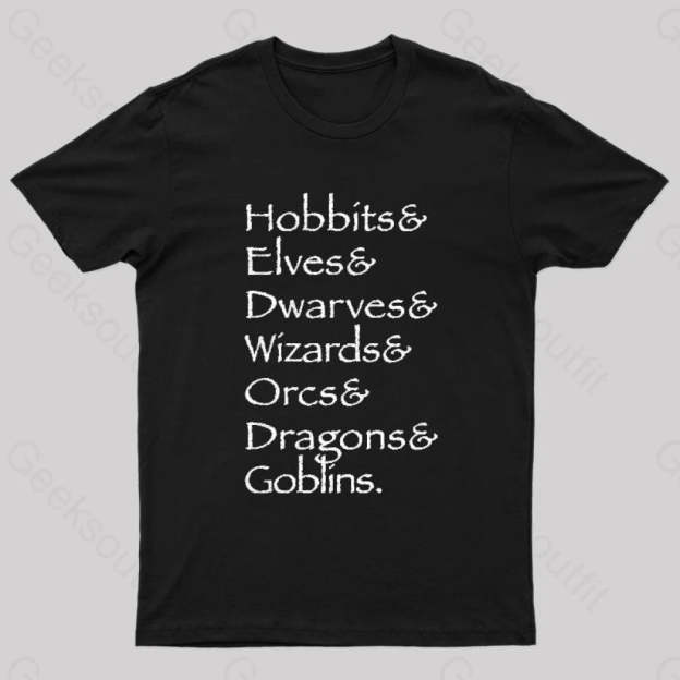Hobbit Lineup Geek T-Shirt Black / S