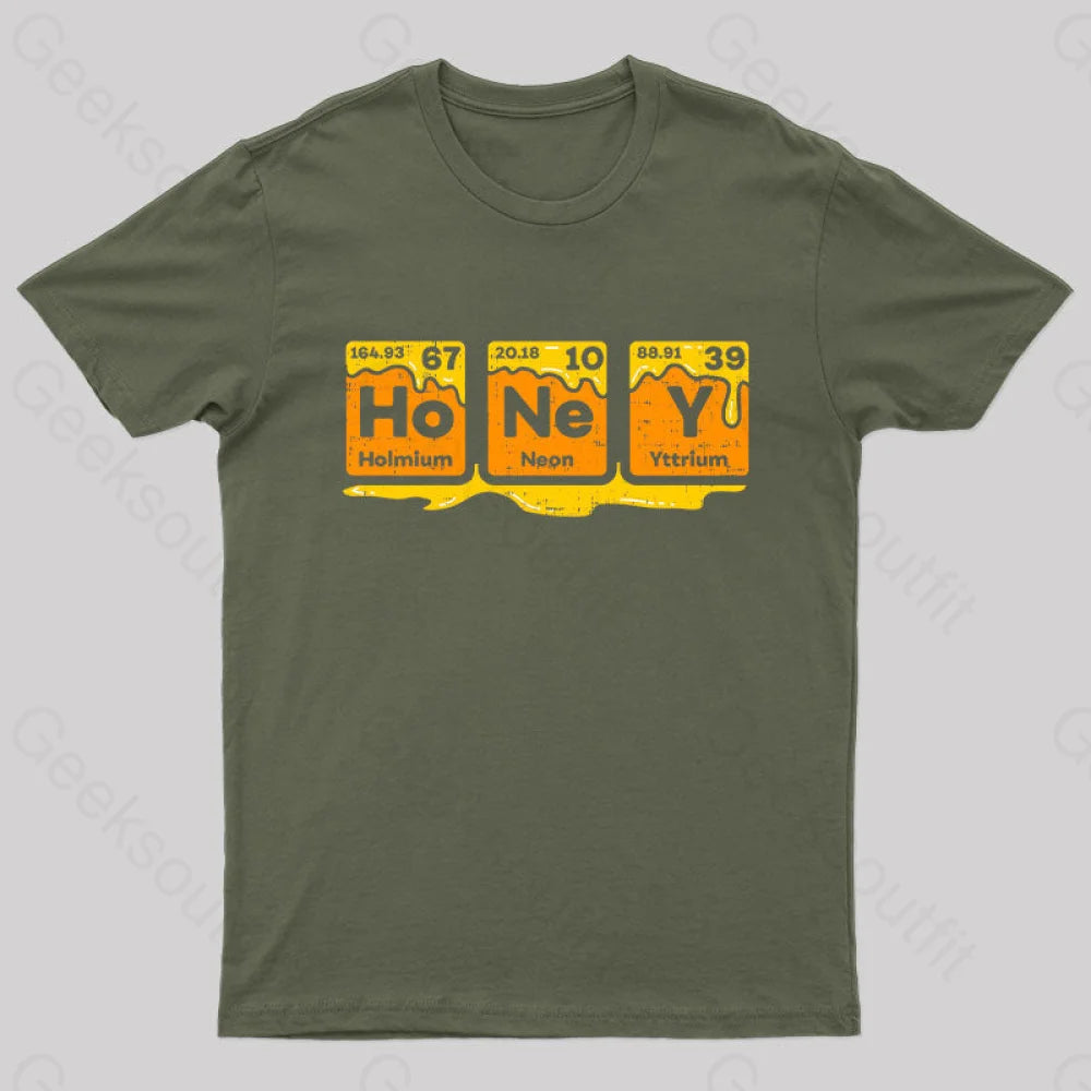 Honey Periodic Table Beekeeper Bee Hives Gift Idea Science Nerd T-Shirt Army Green / S