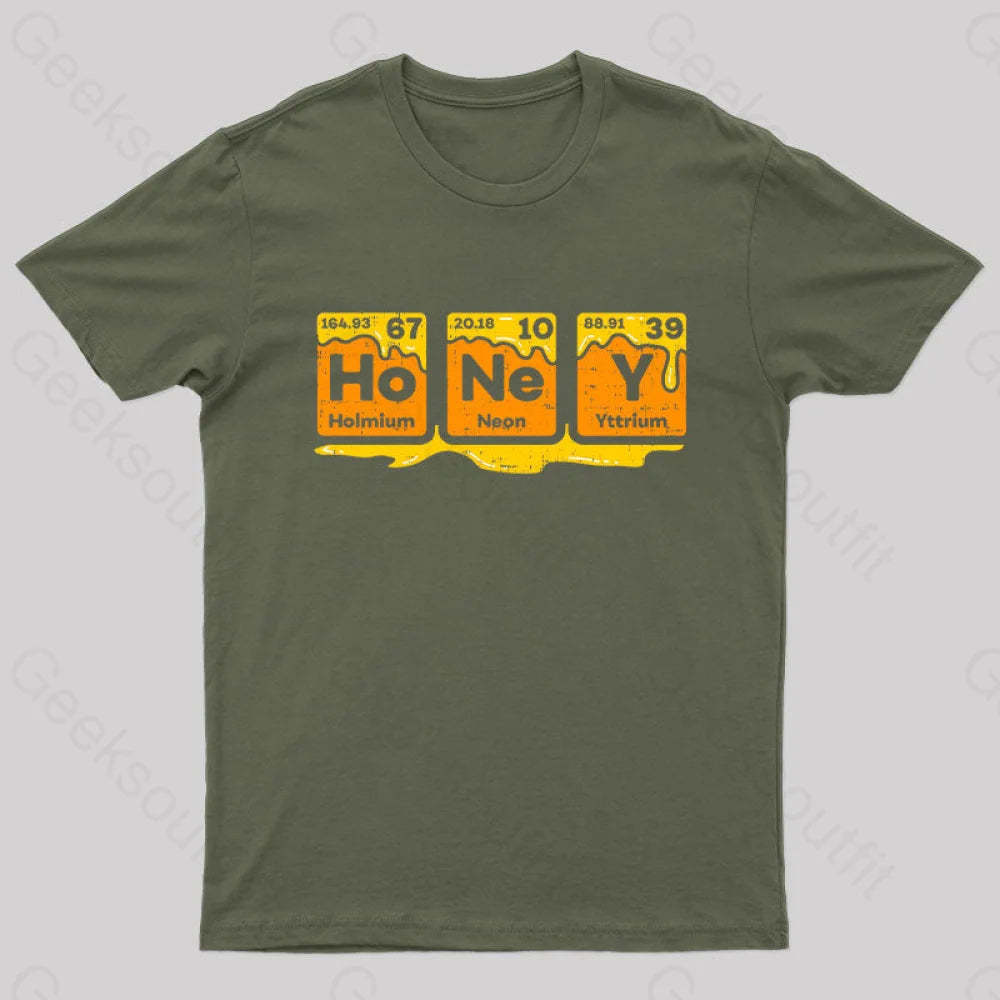 Honey Periodic Table Beekeeper Bee Hives Gift Idea Science Nerd T-Shirt Army Green / S