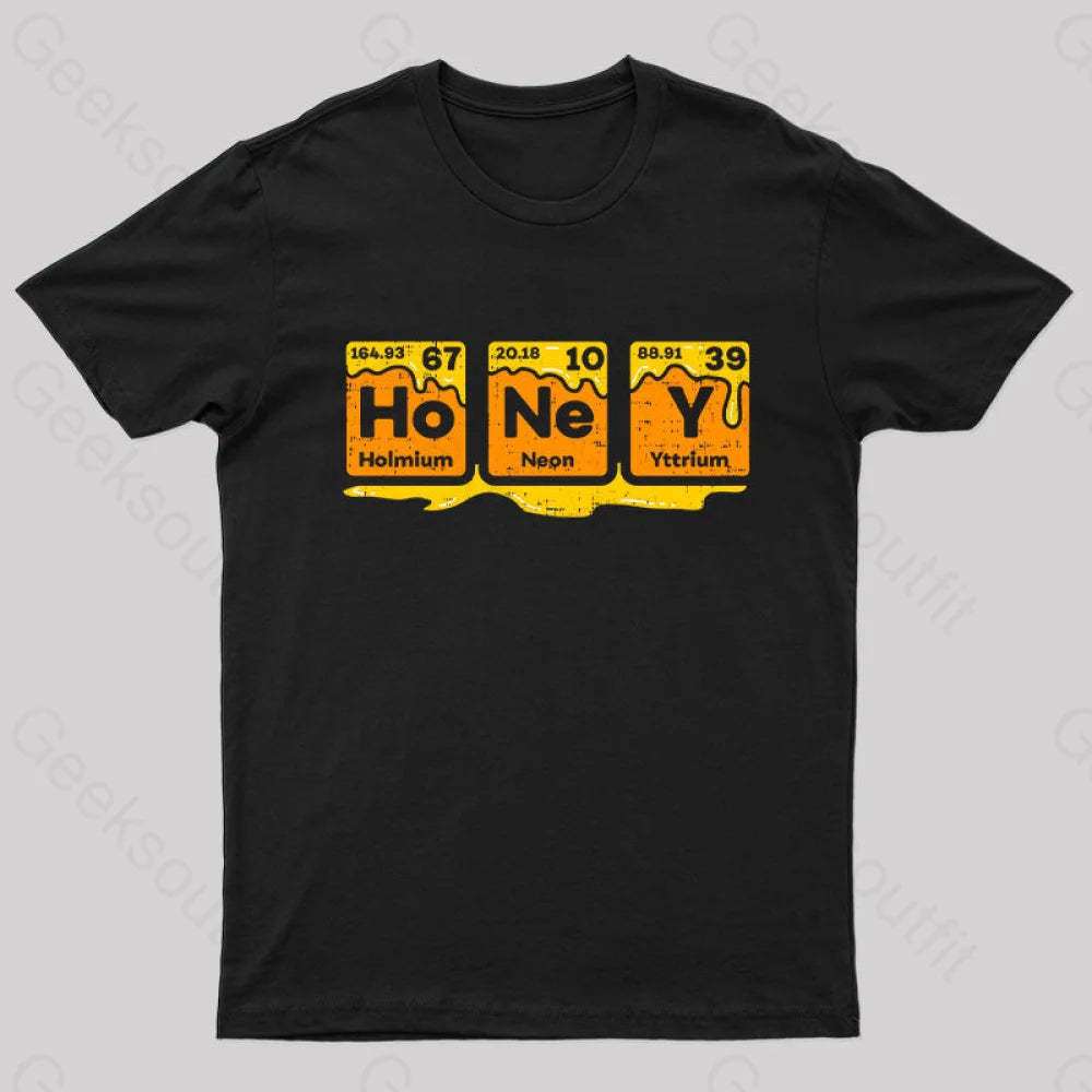 Honey Periodic Table Beekeeper Bee Hives Gift Idea Science Nerd T-Shirt Black / S