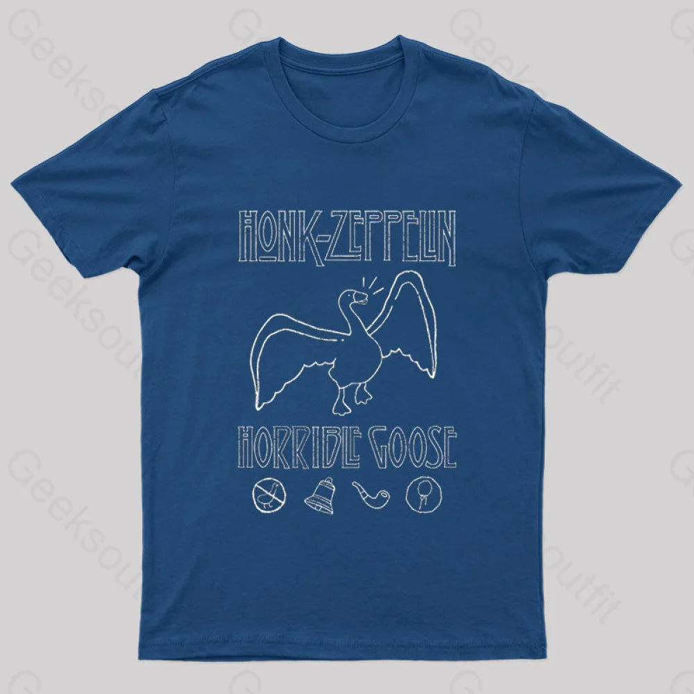 Honk Horrible Goose Nerd T-Shirt Navy / S