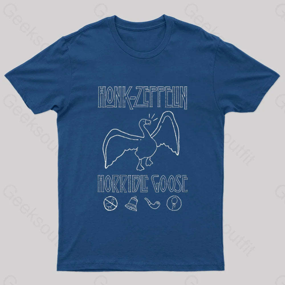 Honk Horrible Goose Nerd T-Shirt Navy / S