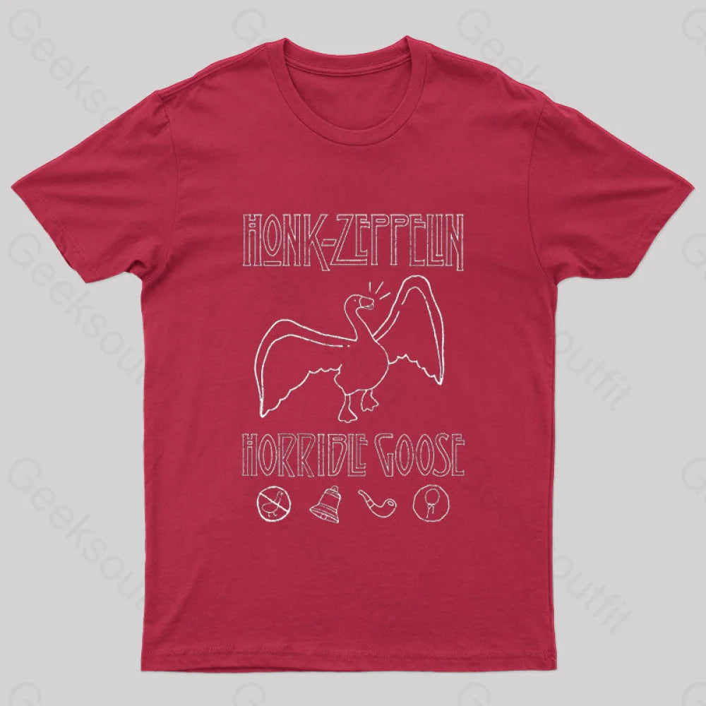 Honk Horrible Goose Nerd T-Shirt Red / S