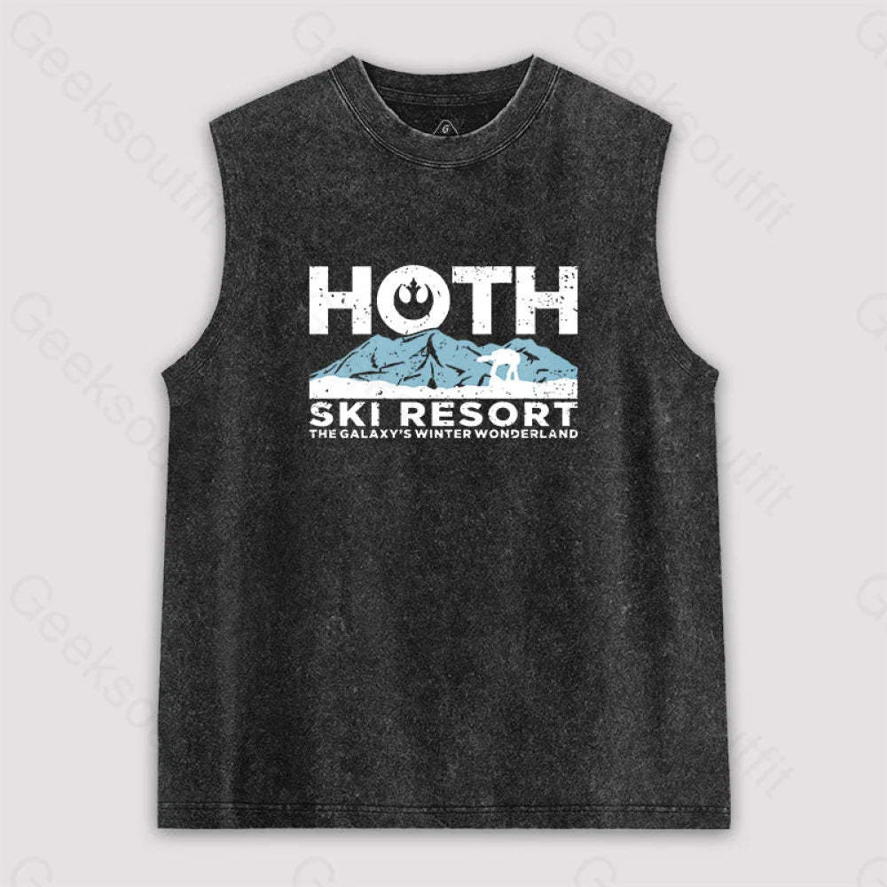 Hoth Ski Resort Unisex Washed Tank Black / S