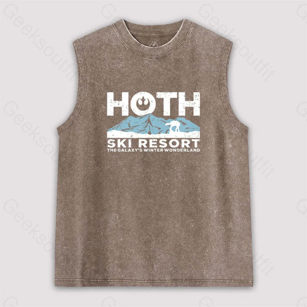 Hoth Ski Resort Unisex Washed Tank Brown / S