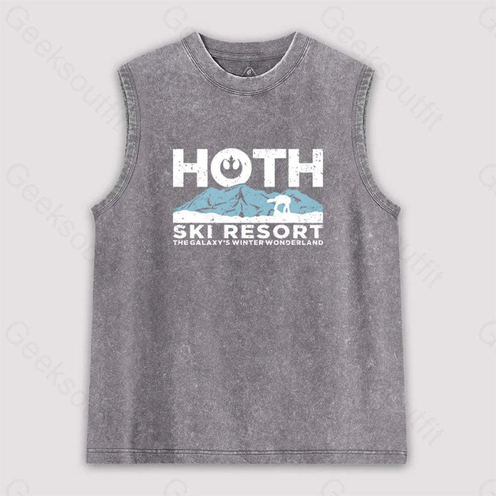 Hoth Ski Resort Unisex Washed Tank Grey / S