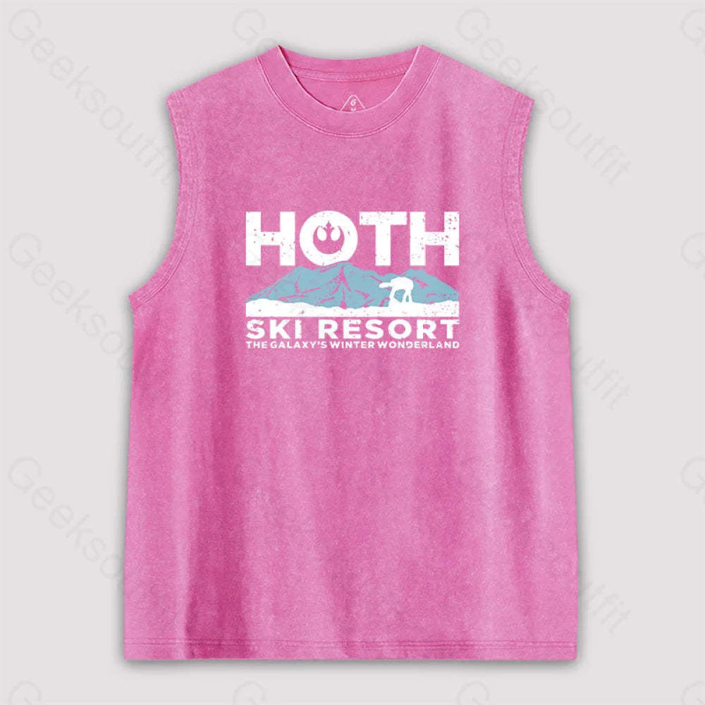 Hoth Ski Resort Unisex Washed Tank Pink / S