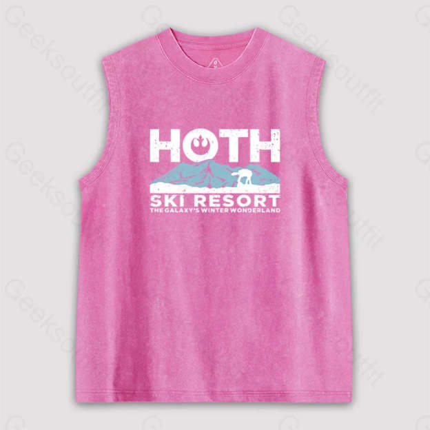 Hoth Ski Resort Unisex Washed Tank Pink / S