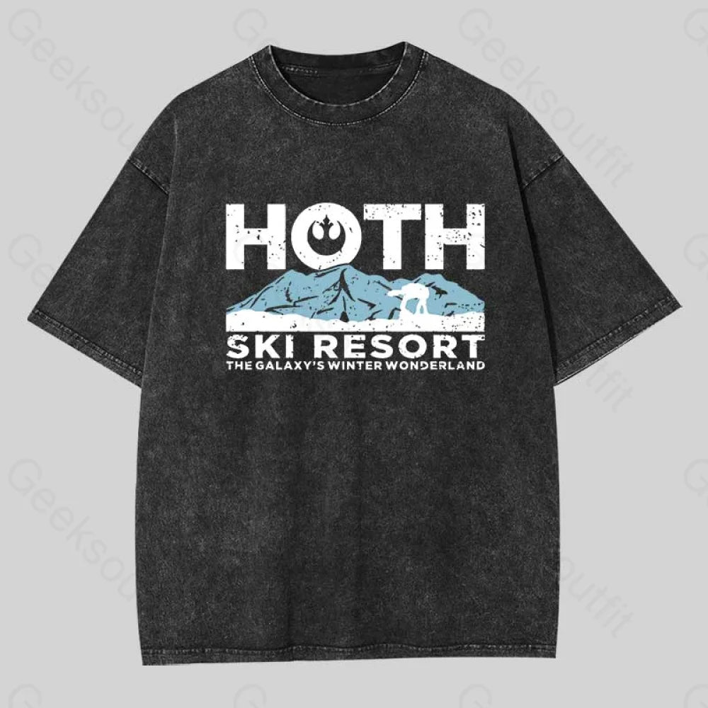 Hoth Ski Resort Washed T-Shirt Black / S