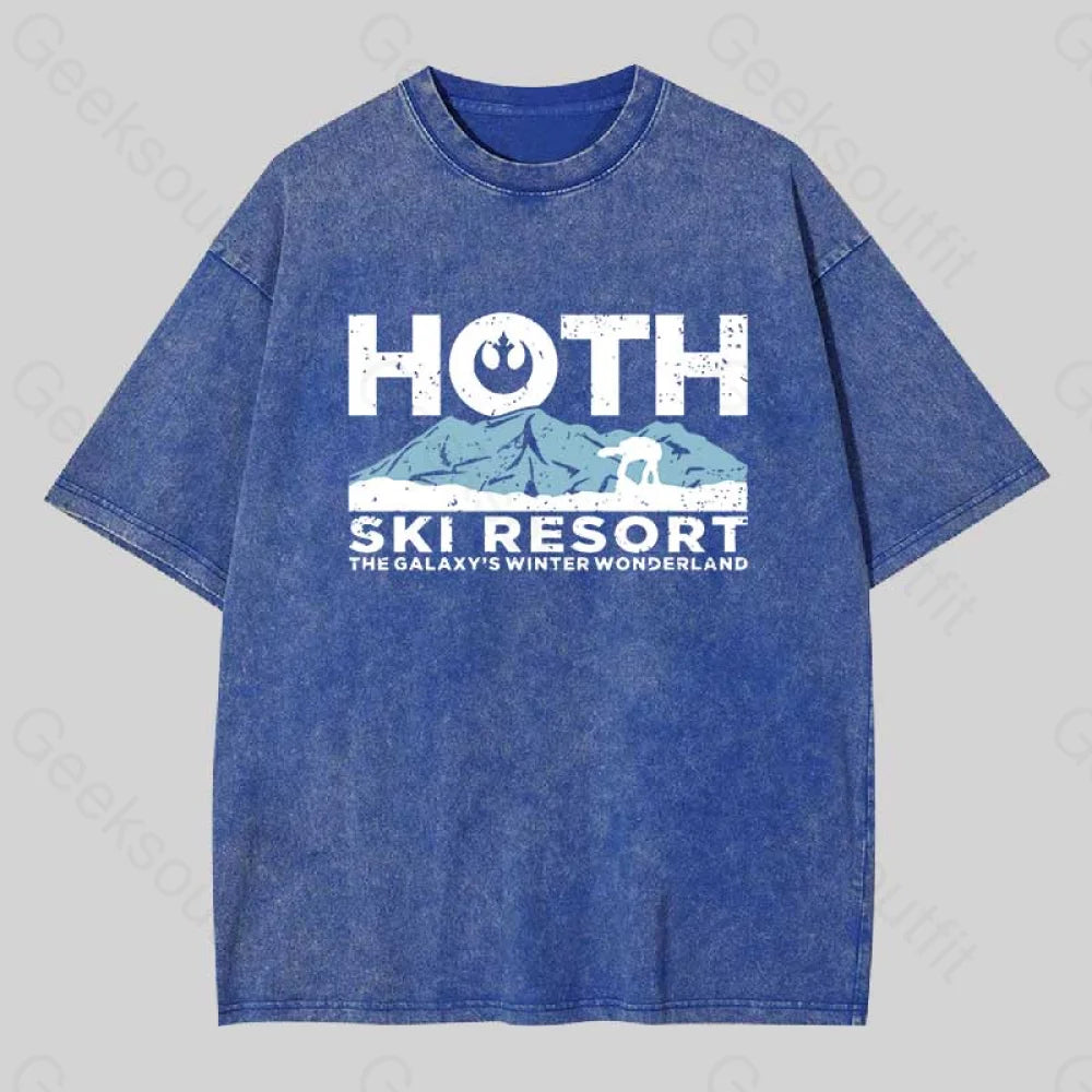 Hoth Ski Resort Washed T-Shirt Blue / S