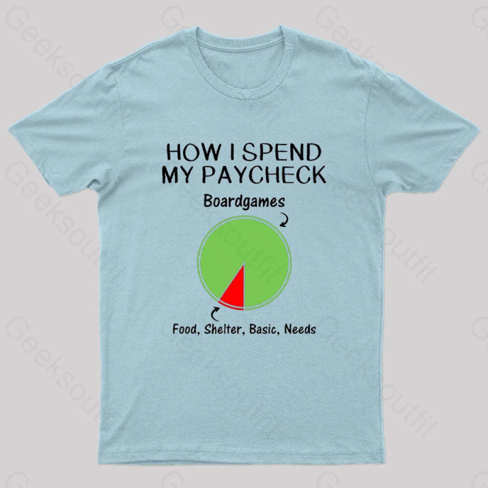How I Spend My Paycheck Geek T-Shirt Light Blue / S