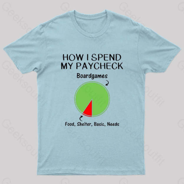 How I Spend My Paycheck Geek T-Shirt Light Blue / S
