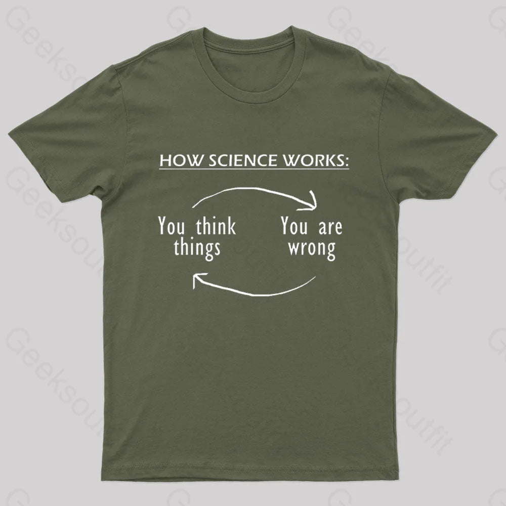 How Science Works Nerd T-Shirt Army Green / S