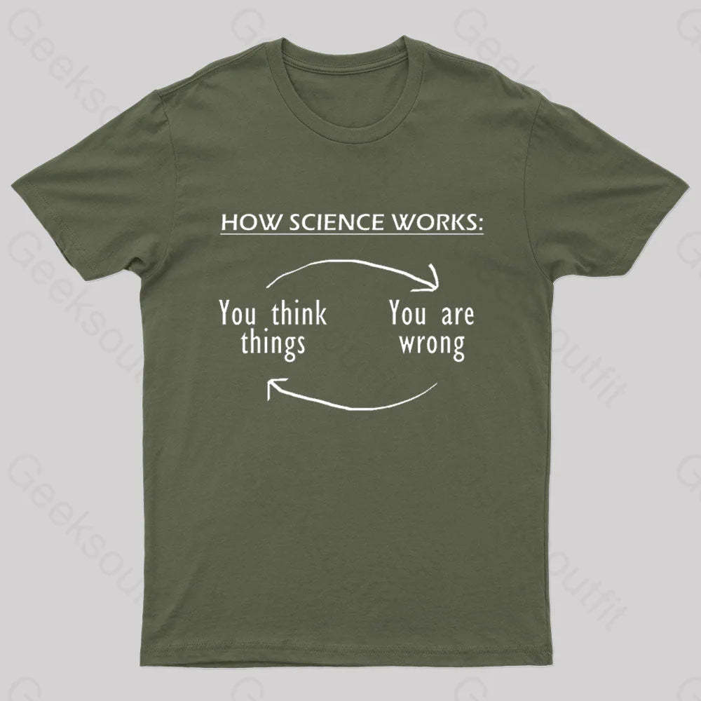 How Science Works Nerd T-Shirt Army Green / S