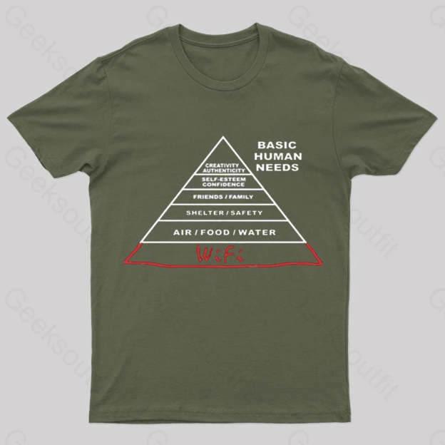 Human Needs Wifi Geek T-Shirt Army Green / S
