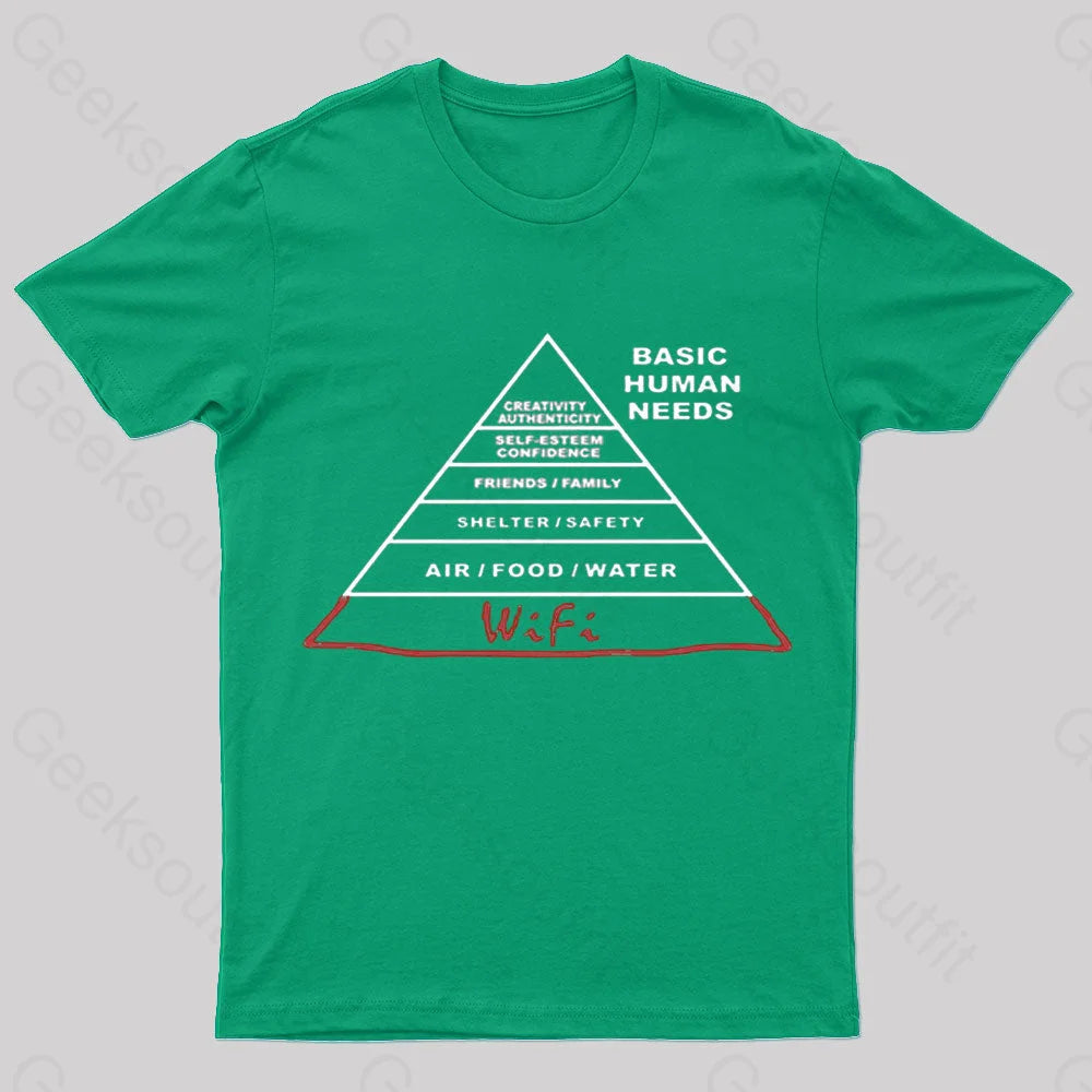 Human Needs Wifi Geek T-Shirt Green / S