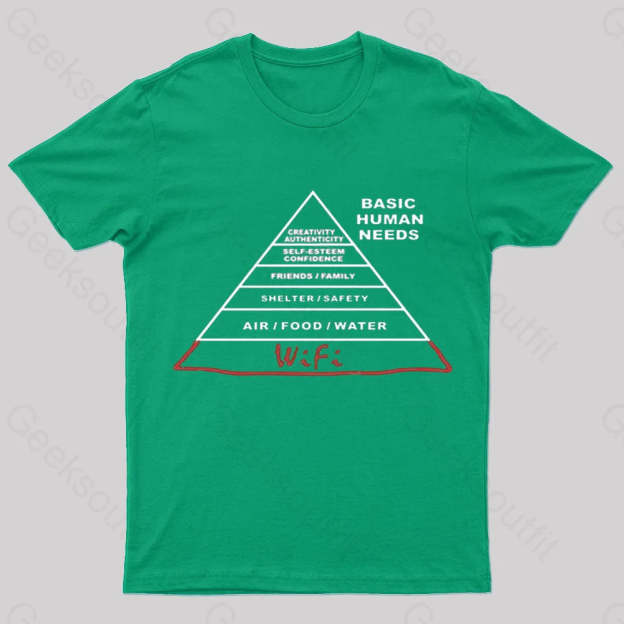 Human Needs Wifi Geek T-Shirt Green / S