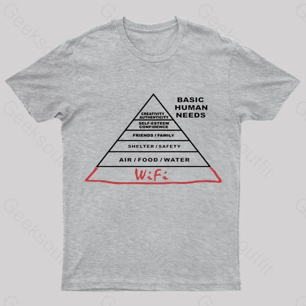 Human Needs Wifi Geek T-Shirt Grey / S
