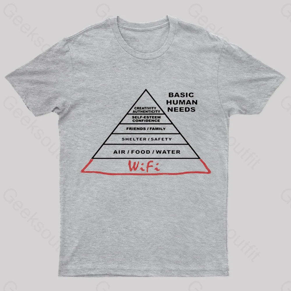 Human Needs Wifi Geek T-Shirt Grey / S