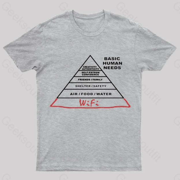 Human Needs Wifi Geek T-Shirt Grey / S
