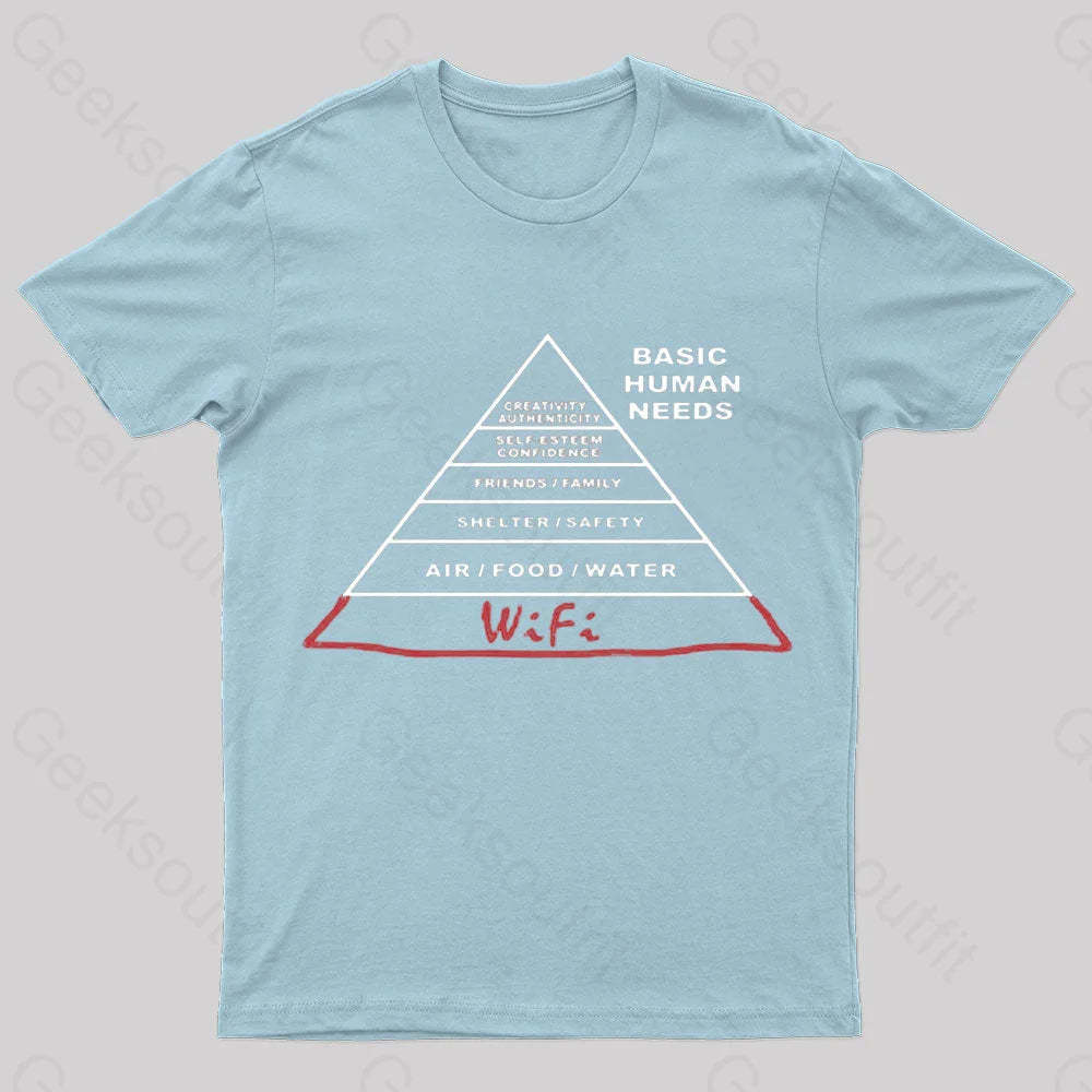 Human Needs Wifi Geek T-Shirt Light Blue / S