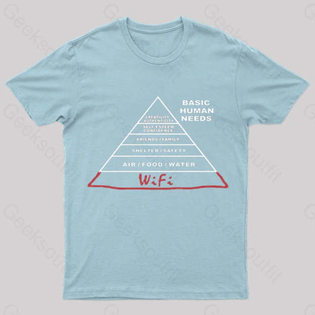 Human Needs Wifi Geek T-Shirt Light Blue / S