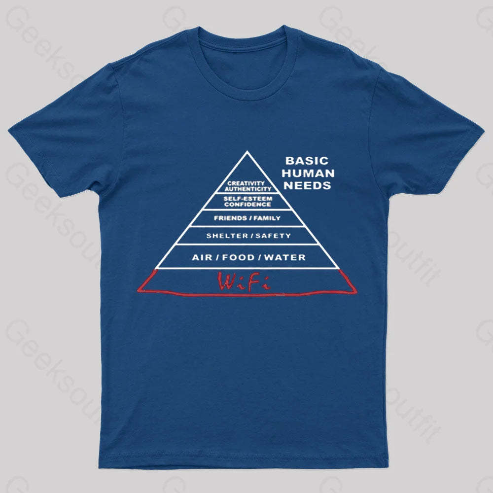Human Needs Wifi Geek T-Shirt Navy / S
