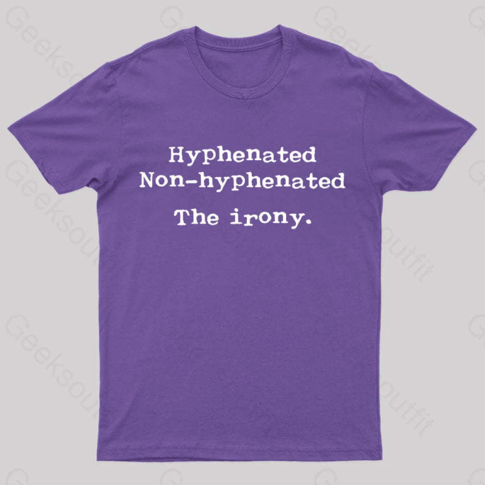 Hyphenated Non The Irony Geek T-Shirt Purple / S