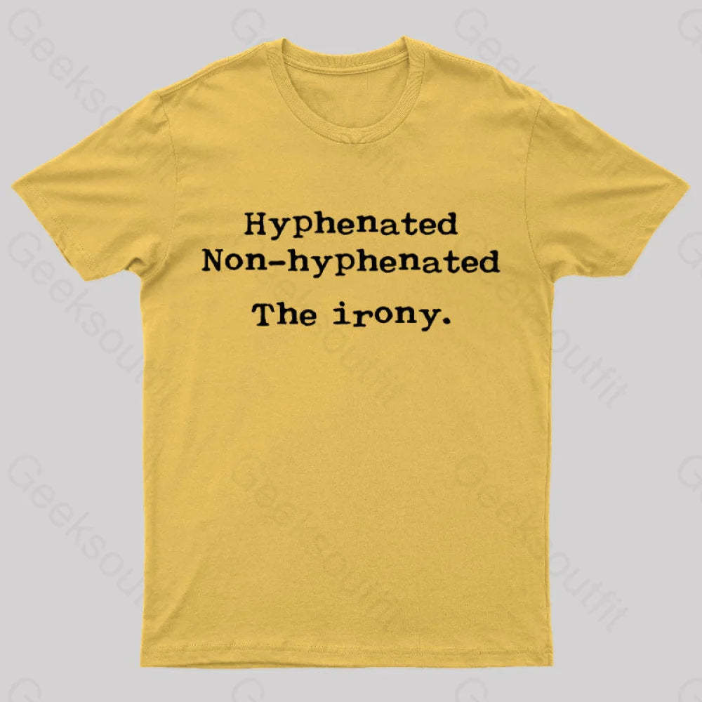 Hyphenated Non The Irony Geek T-Shirt Yellow / S