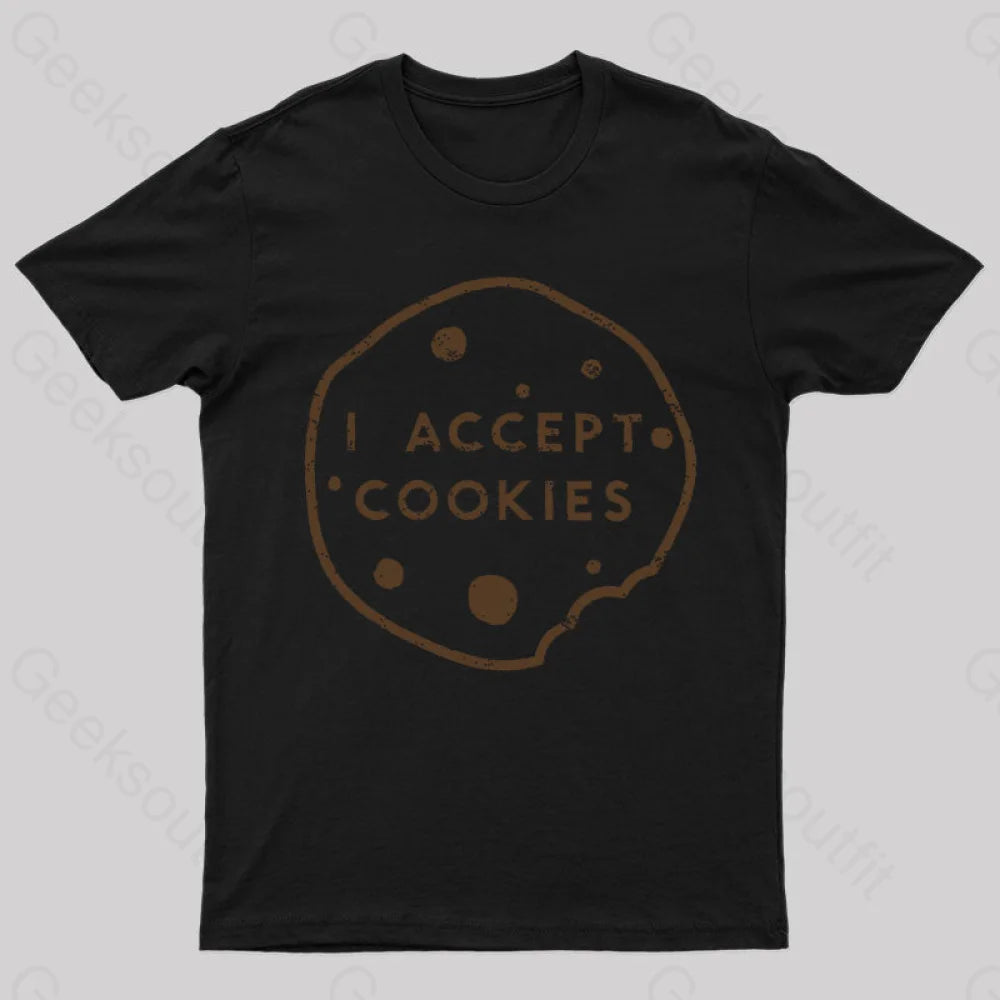 I Accept Cookies Nerd T-Shirt Black / S
