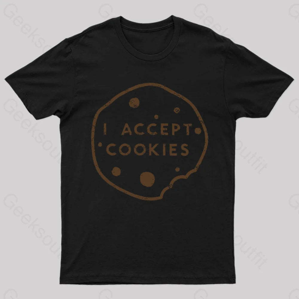 I Accept Cookies Nerd T-Shirt Black / S