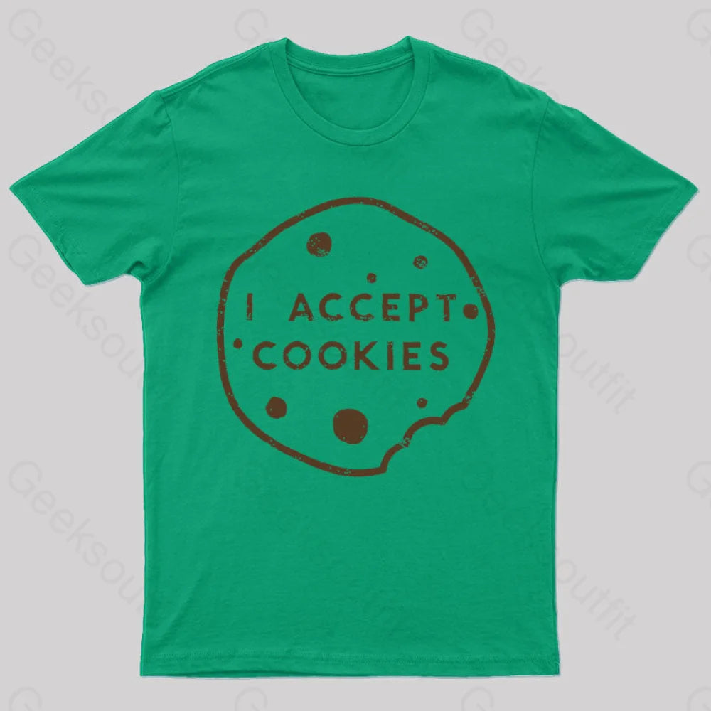 I Accept Cookies Nerd T-Shirt Green / S