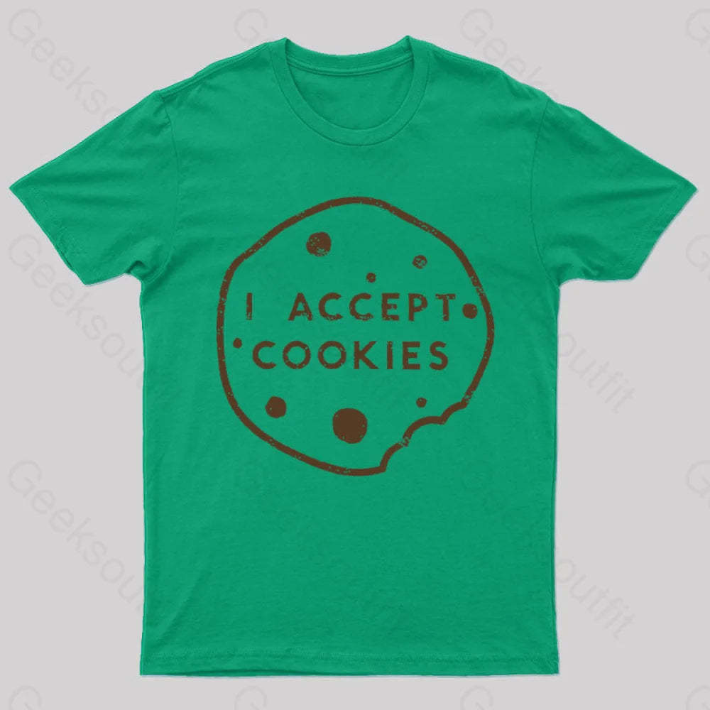 I Accept Cookies Nerd T-Shirt Green / S