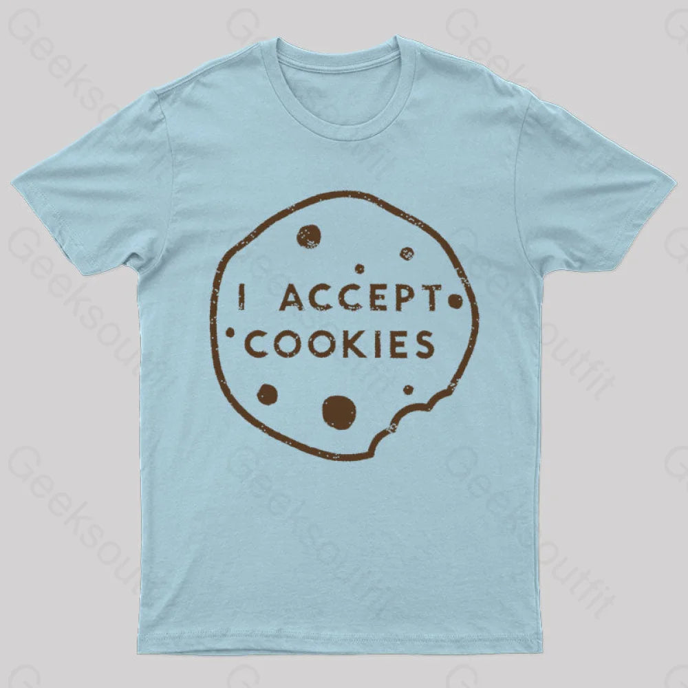 I Accept Cookies Nerd T-Shirt Light Blue / S