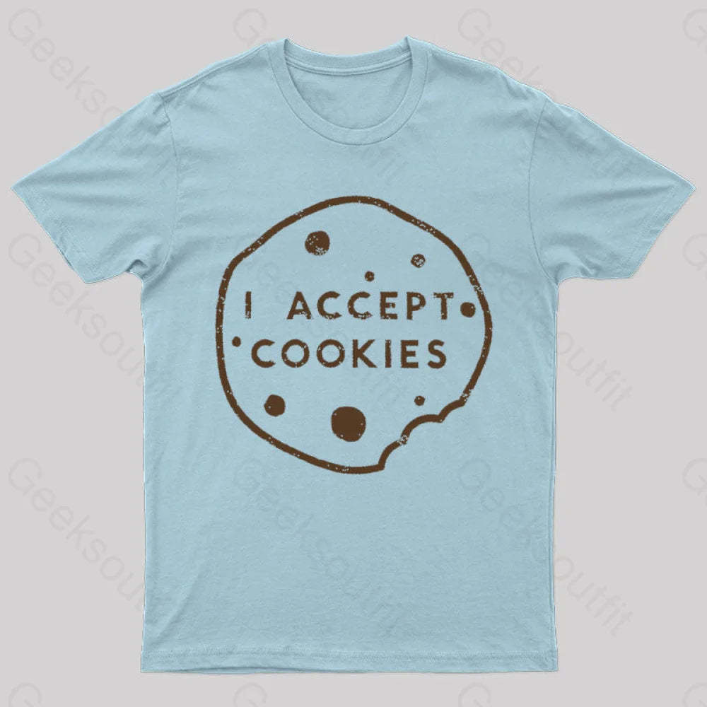 I Accept Cookies Nerd T-Shirt Light Blue / S