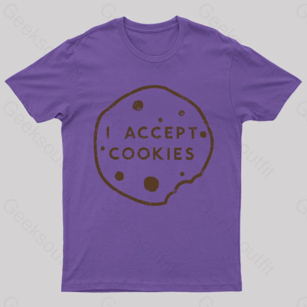 I Accept Cookies Nerd T-Shirt Purple / S