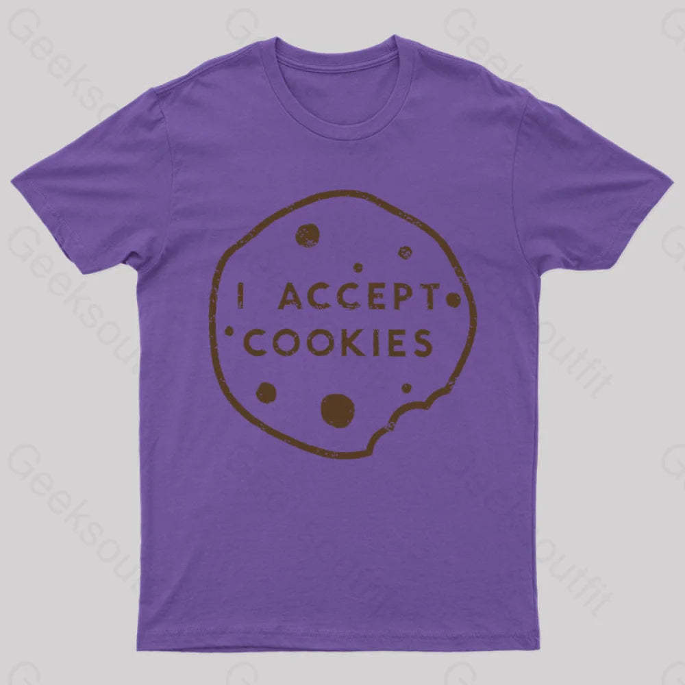 I Accept Cookies Nerd T-Shirt Purple / S