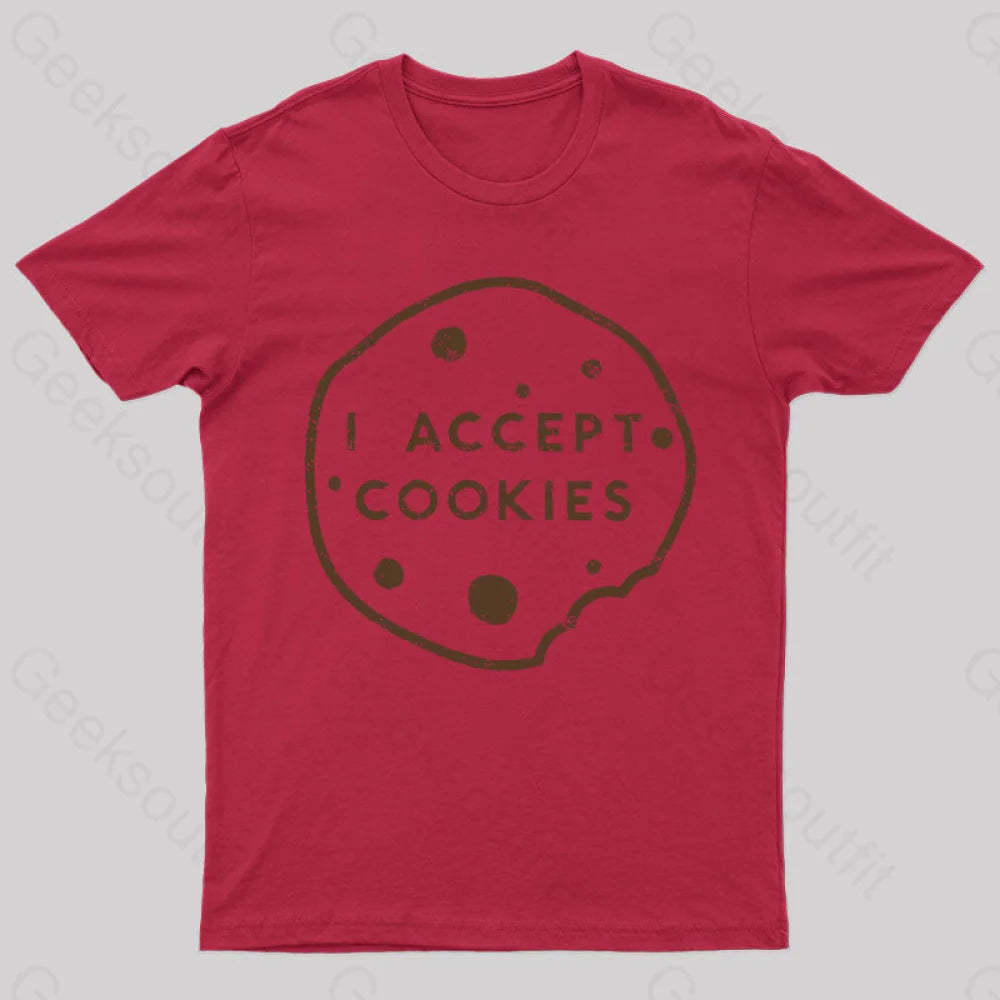 I Accept Cookies Nerd T-Shirt Red / S