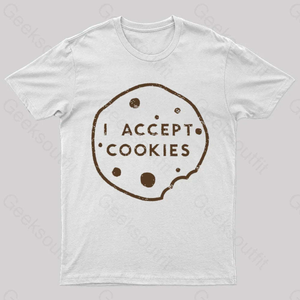 I Accept Cookies Nerd T-Shirt White / S