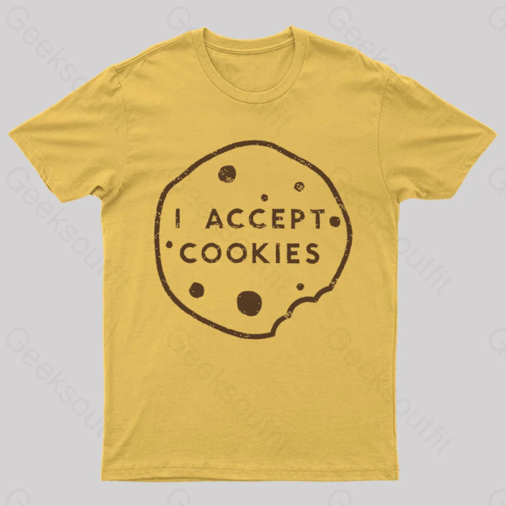 I Accept Cookies Nerd T-Shirt Yellow / S