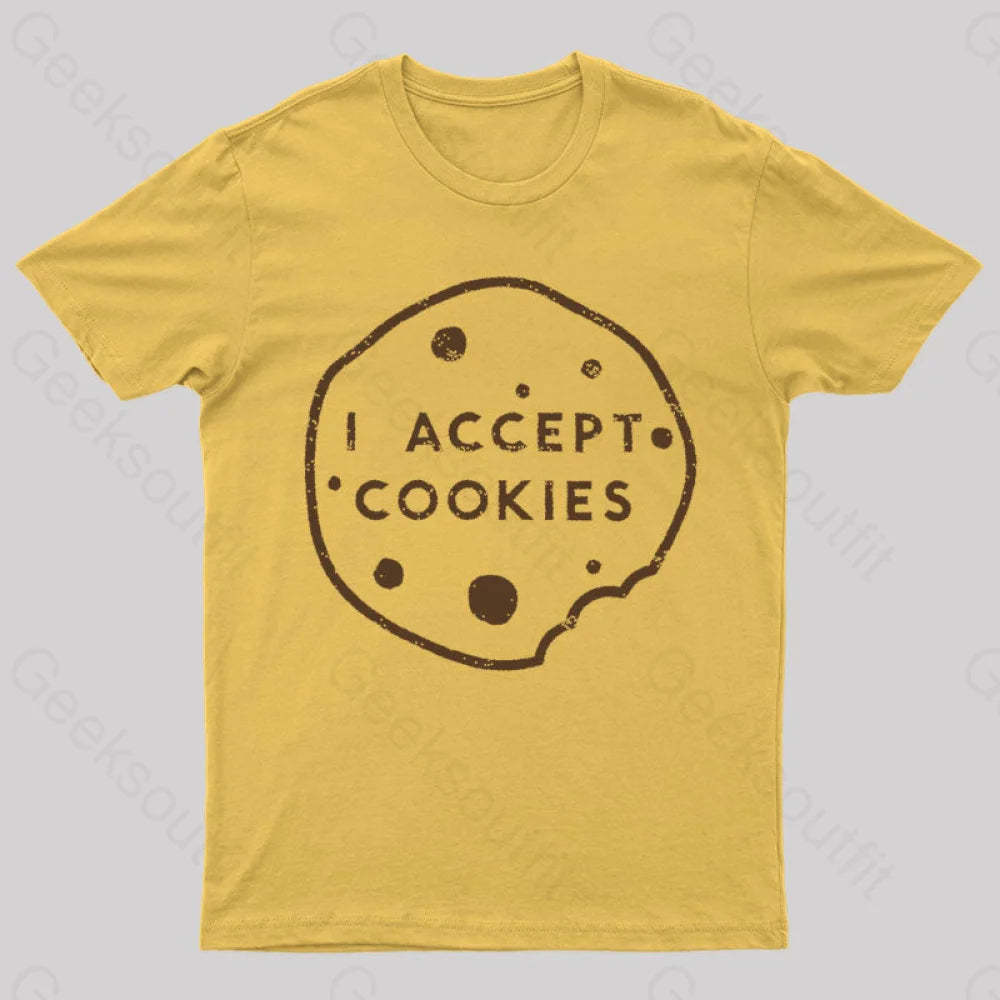 I Accept Cookies Nerd T-Shirt Yellow / S